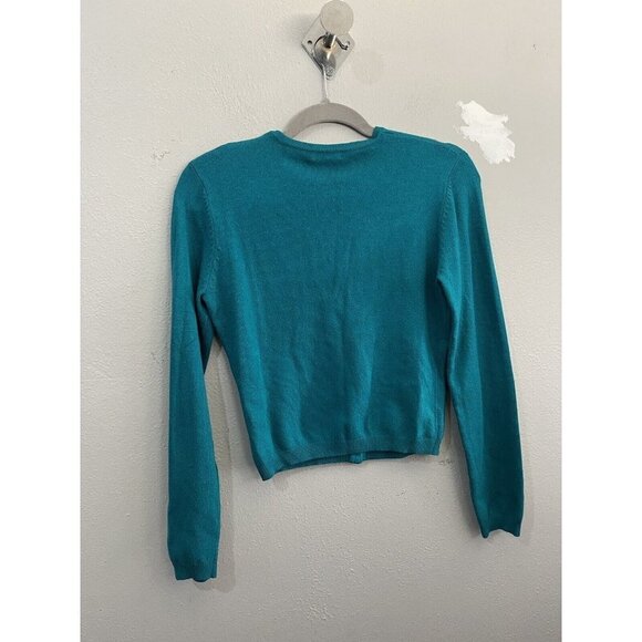 moda international embellished Cashmere Blend Sweater  Women Small Teal Green - Picture 6 of 10